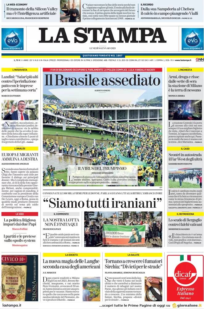 Prime pagine giornali 9 gennaio 2023. Armi all’Ucraina, i tempi si allungano