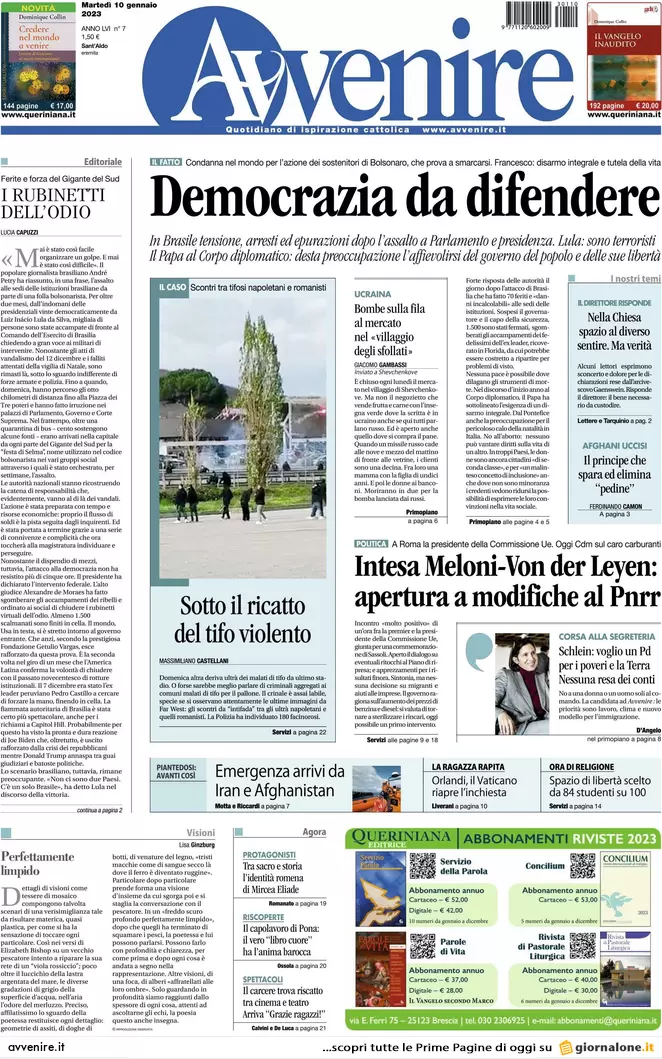 Prime pagine giornali 10 gennaio 2023. L’Italia darà lo scudo aereo a Kiev