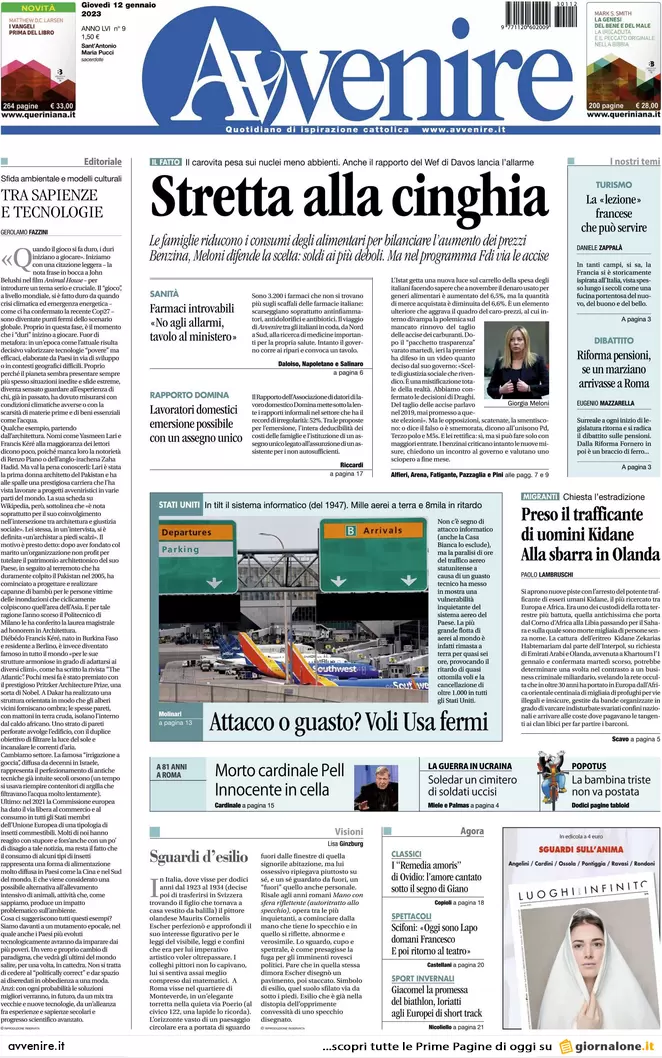 Prime pagine giornali 12 gennaio 2023. Accise, resa di Meloni: “Impossibile”