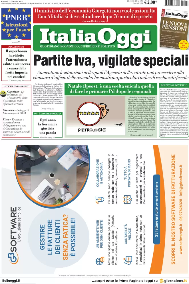 Prime pagine giornali economici 12 gennaio. Superbonus 110%, 62 mld nel 2022