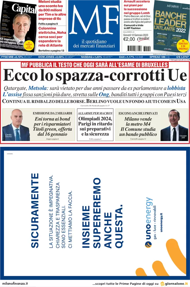 Prime pagine giornali economici 12 gennaio. Superbonus 110%, 62 mld nel 2022