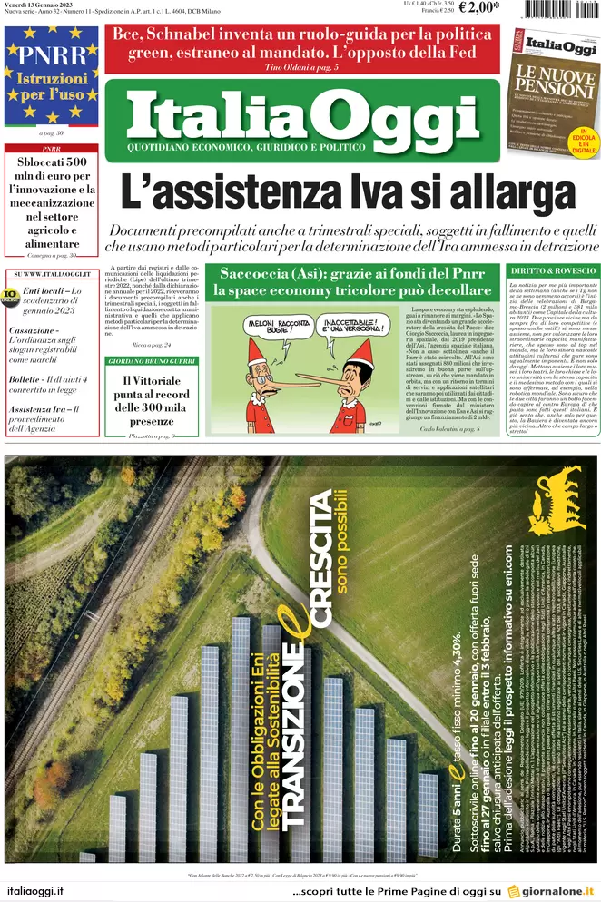 Prime pagine giornali economici 13 gennaio. Inflazione Usa in frenata: 6,5% Prime pagine giornali economici 13 gennaio. Inflazione Usa in frenata: 6,5%