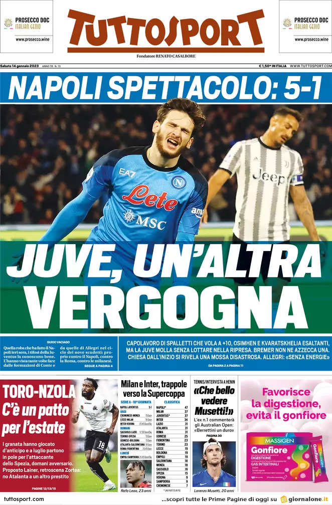 Prime pagine giornali 14 gennaio 2023. Governo diviso e in guerra con l’Europa