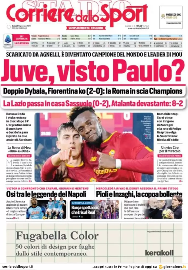 Prime pagine giornali 16 gennaio 2023. Governo, Meloni cede. Via libera al Mes