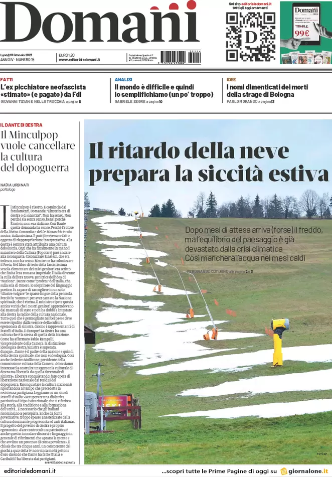 Prime pagine giornali 16 gennaio 2023. Governo, Meloni cede. Via libera al Mes