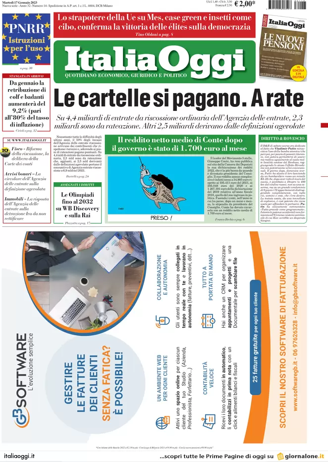 Prime pagine giornali economici 17 gennaio. Telecom, nuovo strappo di Vivendi
