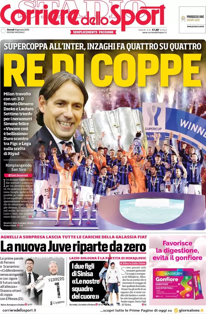 Prime pagine giornali 19 gennaio 2023. Ministro Nordio, schiaffo all’antimafia