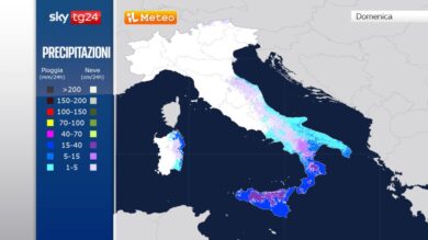 Meteo, neve sulle coste del Sud e al Nord freddo polare per 10 giorni