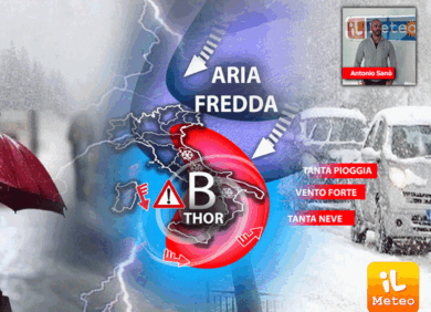 Meteo, neve per molti giorni con il ciclone Thor. Neve sul mare al Sud!