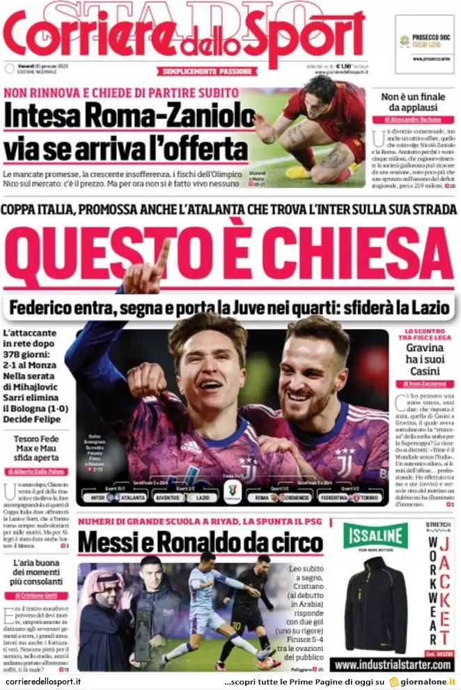 Prime pagine giornali 20 gennaio 2023. Nordio, attacco alle procure antimafia