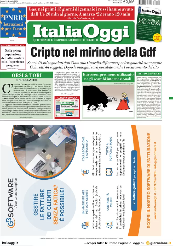 Prime pagine giornali economici 21 gennaio. Cartelle: rottamazione online