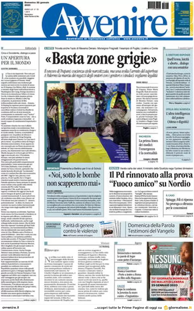 Prime pagine giornali 22 gennaio 2023. Fronda nel Pd. E quanto costa Lagarde..