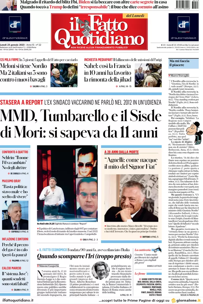 Prime pagine giornali 23 gennaio 2023. Usa, il pressing dell’Fbi su Biden Prime pagine giornali 23 gennaio 2023. Usa, il pressing dell’Fbi su Biden