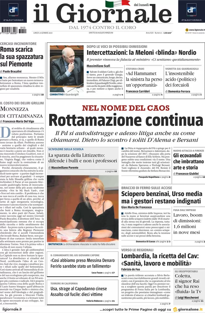 Prime pagine giornali 23 gennaio 2023. Usa, il pressing dell’Fbi su Biden Prime pagine giornali 23 gennaio 2023. Usa, il pressing dell’Fbi su Biden
