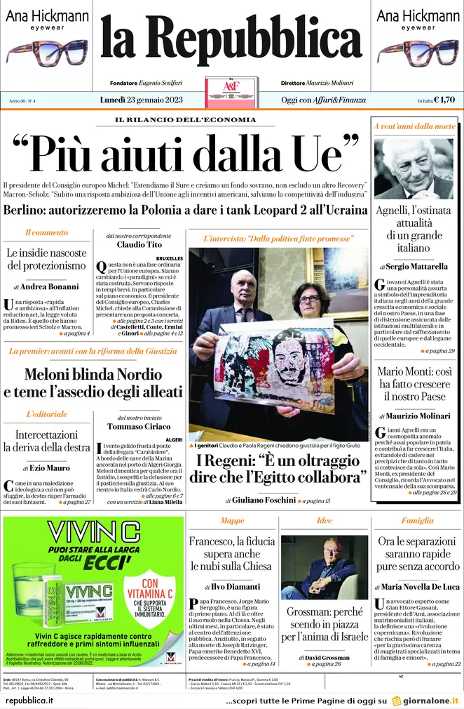 Prime pagine giornali 23 gennaio 2023. Usa, il pressing dell’Fbi su Biden Prime pagine giornali 23 gennaio 2023. Usa, il pressing dell’Fbi su Biden