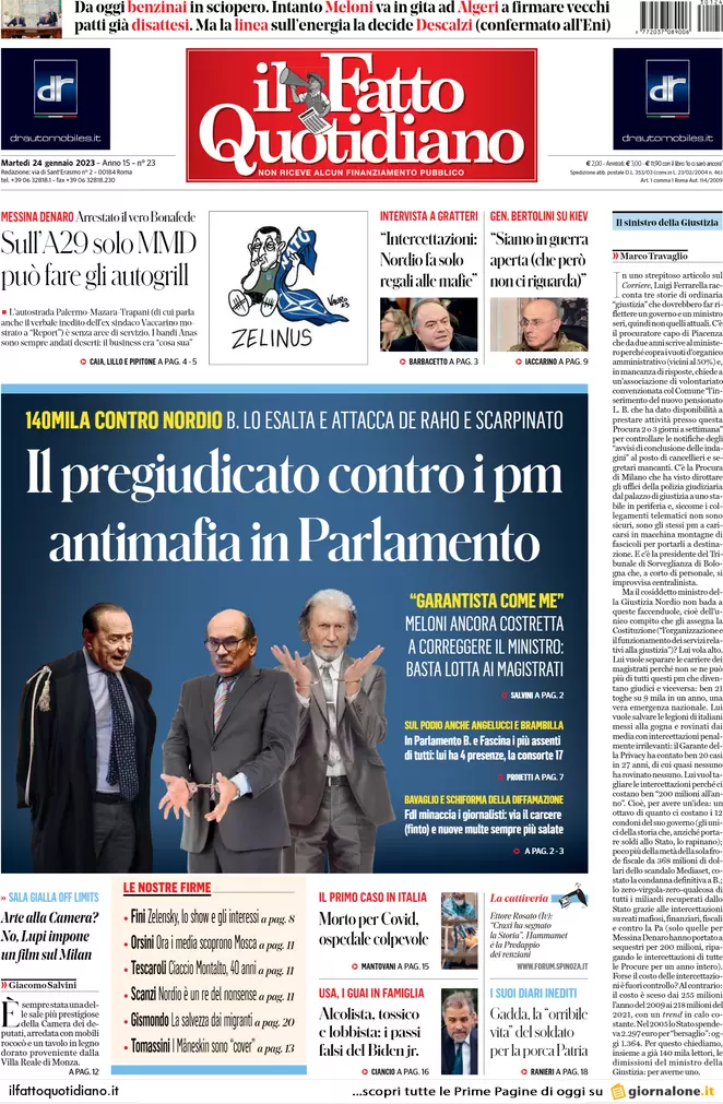 Prime pagine giornali 24 gennaio 2023. Gas, 5 accordi anti Putin con l’Algeria