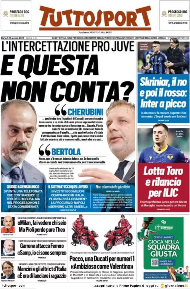 Prime pagine giornali 24 gennaio 2023. Gas, 5 accordi anti Putin con l’Algeria Prime pagine giornali 24 gennaio 2023. Gas, 5 accordi anti Putin con l’Algeria