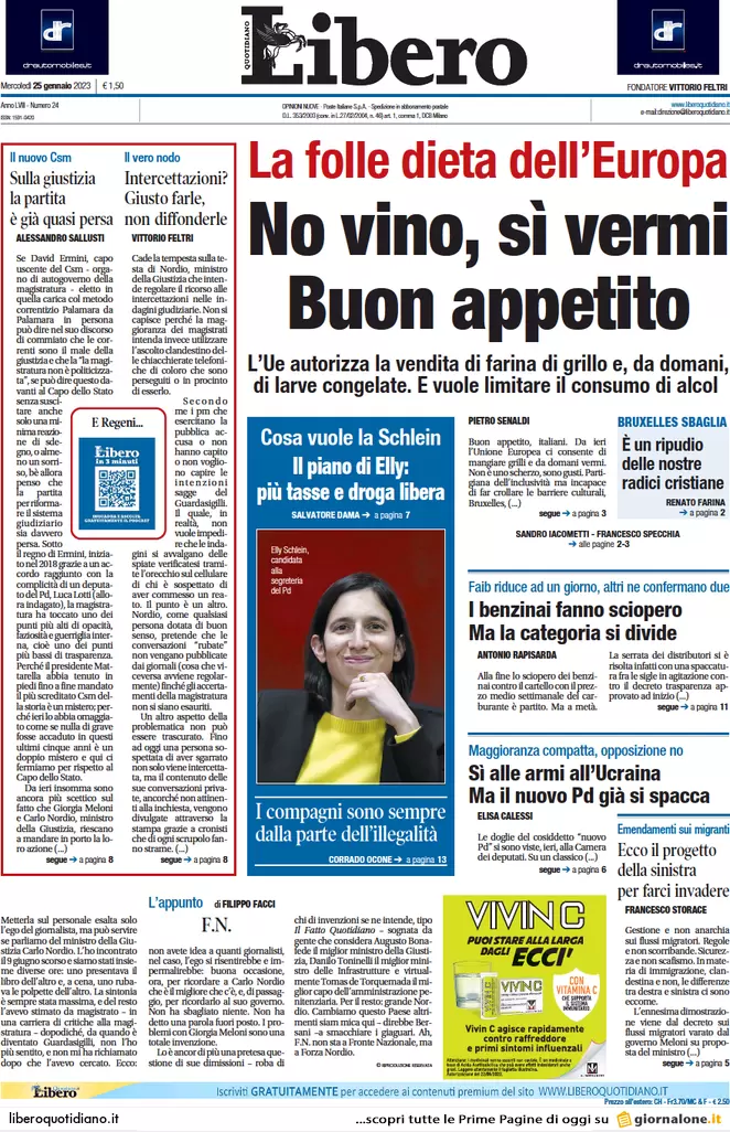 Prime pagine giornali 25 gennaio 2023. Escalation guerra: tank da Usa-Germania