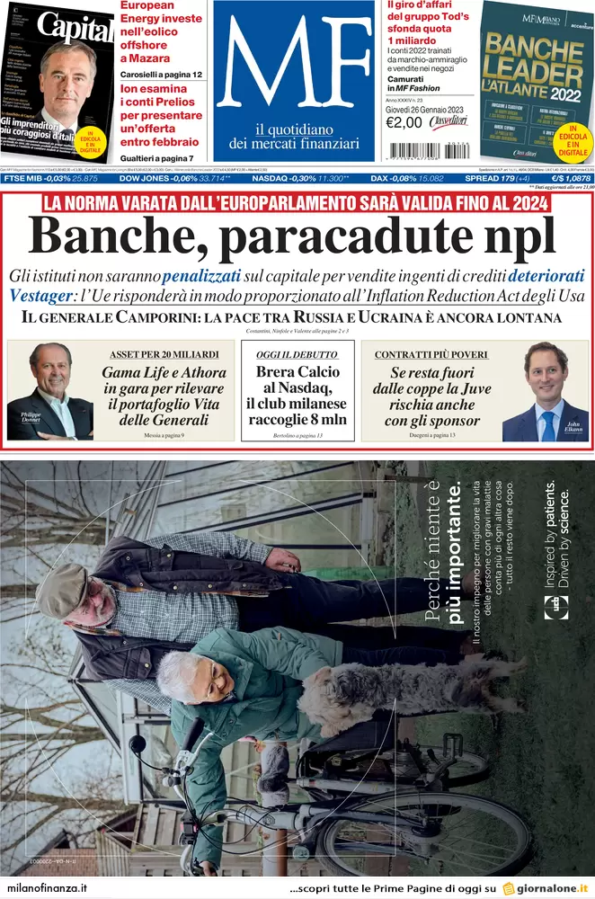 Prime pagine giornali economici 26 gennaio. Borse e spread sull’ottovolante