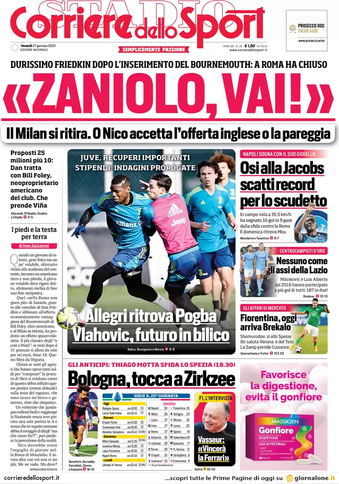 Prime pagine giornali 27 gennaio 2023. Stipendi ai prof, scuole in rivolta