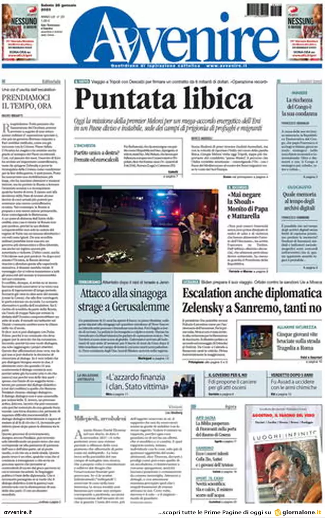 Prime pagine giornali 28 gennaio 2023. Scontro su Kiev, Fini torna a casa