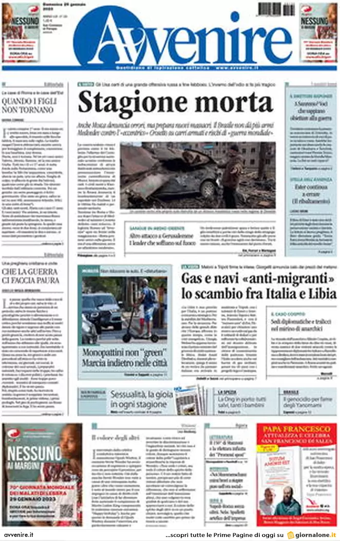 Prime pagine giornali 29 gennaio 2023. 100 giorni di Meloni e paura anarchici