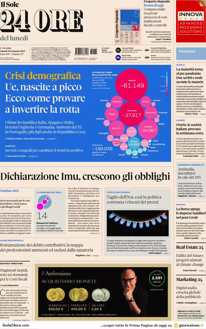 Prime pagine giornali 30 gennaio 2023. Meloni: linea dura con gli anarchici
