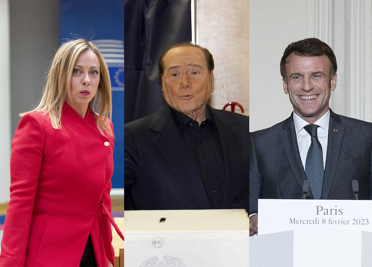 Meloni e Berlusconi, scambio di ruoli. La leader di Fdi tiene testa a Macron Meloni e Berlusconi, scambio di ruoli. La leader di Fdi tiene testa a Macron