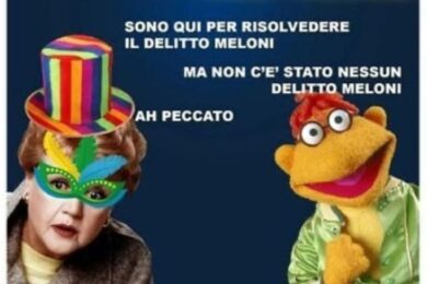 Parma, bufera FdI per la locandina choc: “Messa in scena dell’omicidio Meloni”
