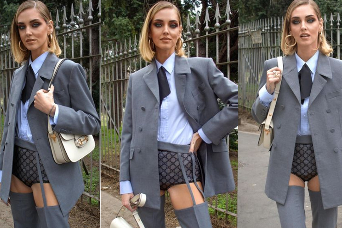 Chiara Ferragni in mutande per Gucci. “Look Maneskin” alla Fashion Week