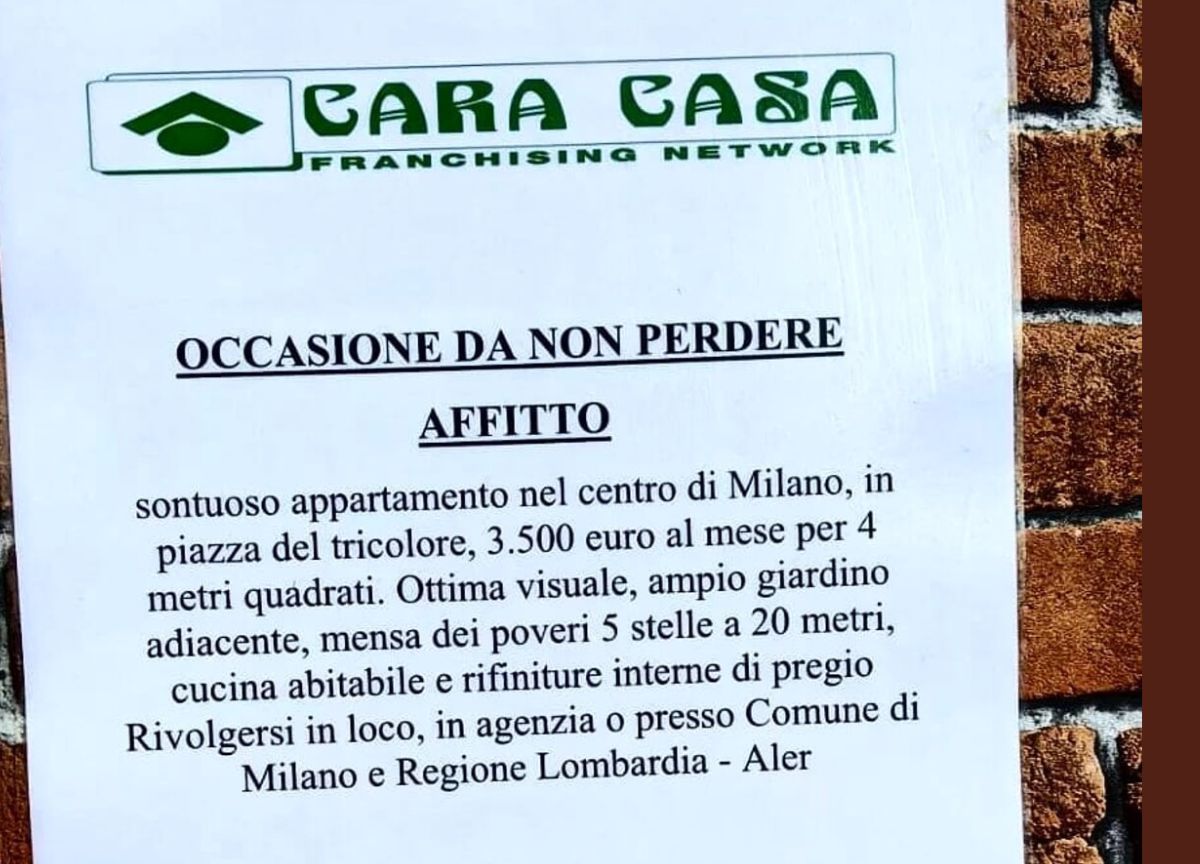 Casa da 4 mq in affitto a 3.500 euro al mese a Milano: la provocazione Casa da 4 mq in affitto a 3.500 euro al mese a Milano: la provocazione