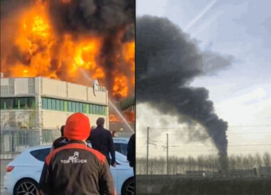 Incendio Novara, brucia un’azienda chimica: fumo nero e maleodorante in cielo
