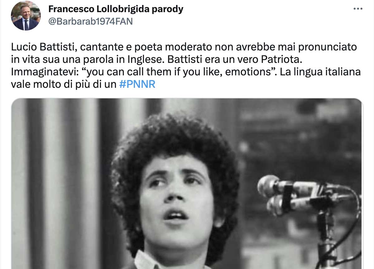 Francesco Lollobrigida: su twitter la parodia very politically scorrect Francesco Lollobrigida: su twitter la parodia very politically scorrect