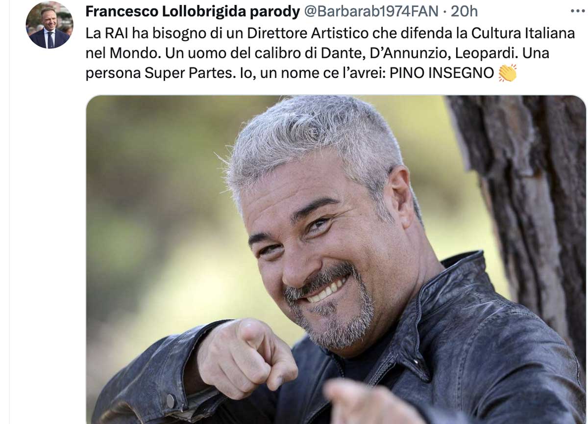 Francesco Lollobrigida: su twitter la parodia very politically scorrect Francesco Lollobrigida: su twitter la parodia very politically scorrect