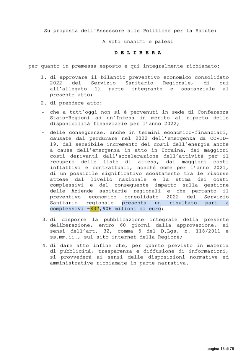 delibera sanità Emilia romagna buco delibera sanità Emilia romagna buco