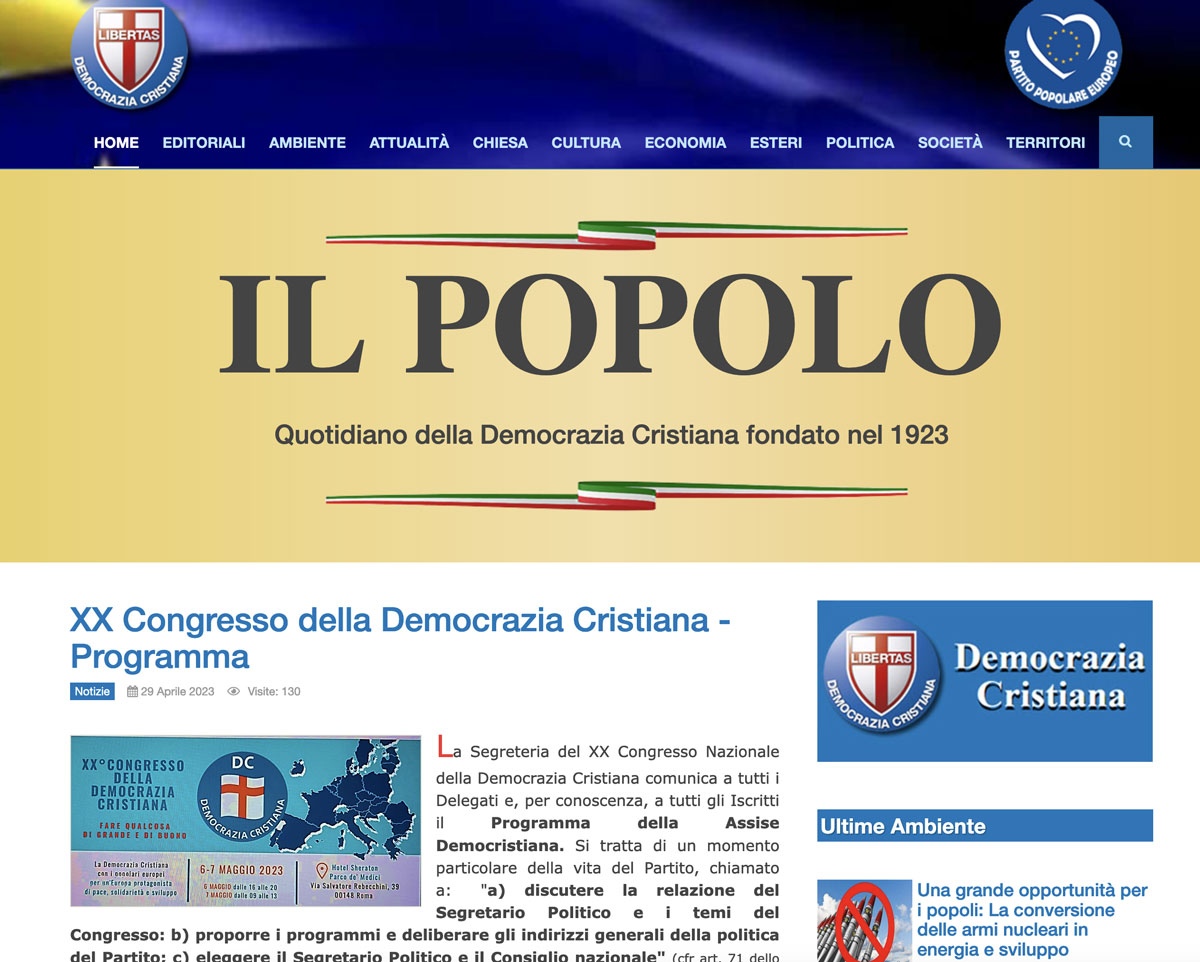Miracolo Democrazia Cristiana: il XX congresso a Roma per le elezioni Europee Miracolo Democrazia Cristiana: il XX congresso a Roma per le elezioni Europee