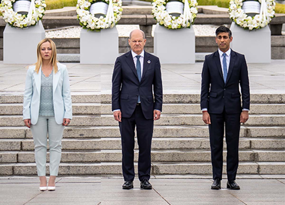 Meloni mostra le immagini dell’alluvione al G7. Bilaterale con Sunak-Scholz Meloni mostra le immagini dell’alluvione al G7. Bilaterale con Sunak-Scholz
