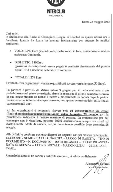 Inter-Manchester City e i biglietti per l’Inter Club Parlamento: la polemica corre sui social. Ma…