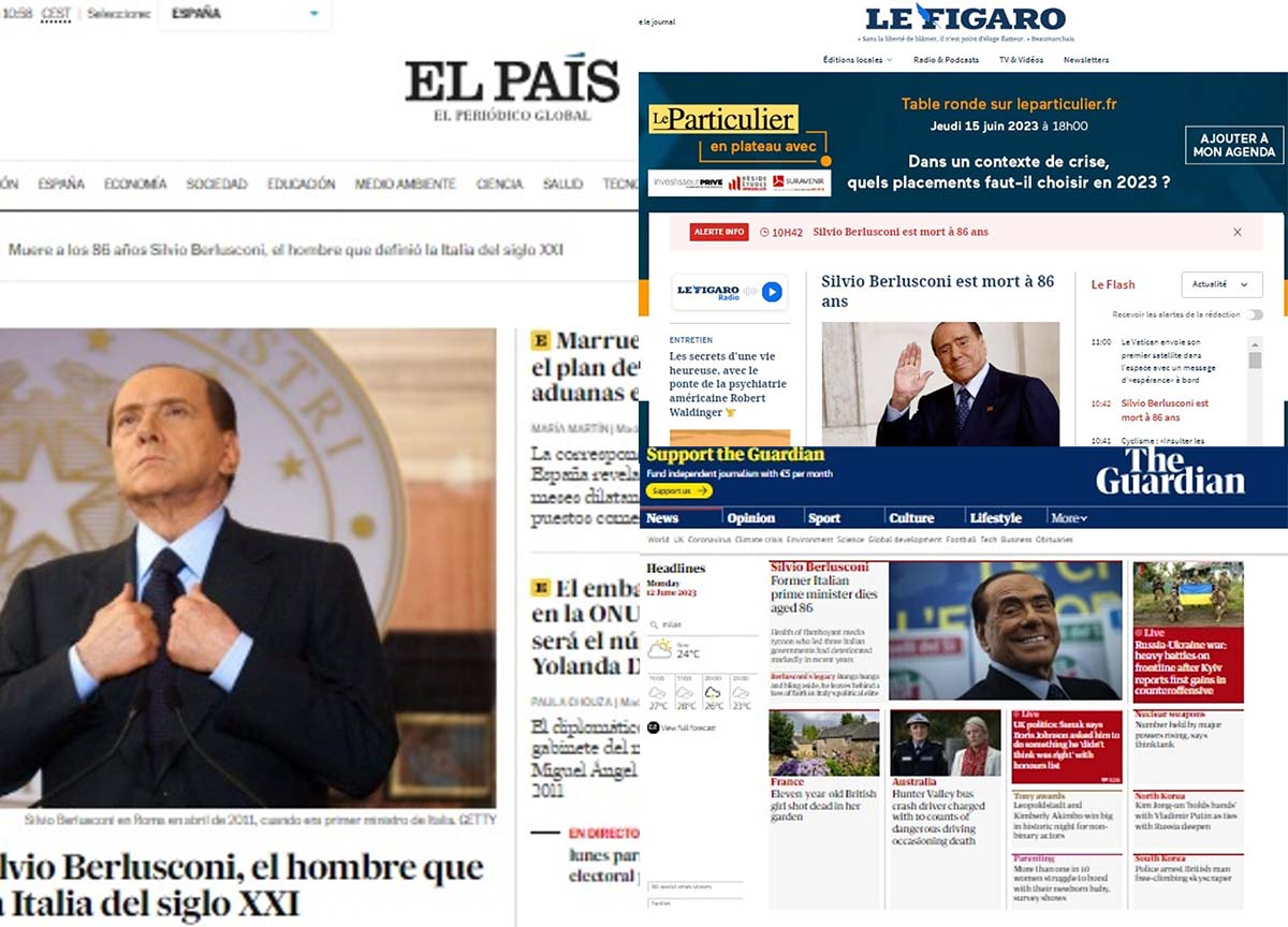 Morto Silvio Berlusconi, dalla Bbc a Le Monde: la notizia fa il giro del mondo Morto Silvio Berlusconi, dalla Bbc a Le Monde: la notizia fa il giro del mondo