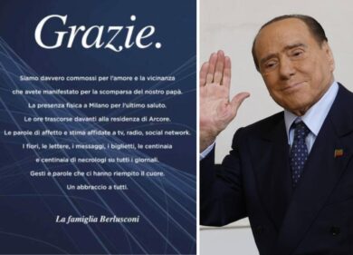Il messaggio dei famigliari di Berlusconi: “Commossi per l’amore verso papà”