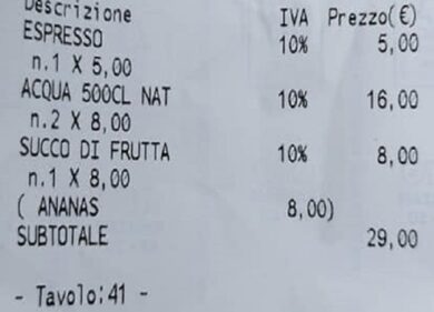 “Bottiglietta d’acqua a 8 euro in centro a Como”: lo scontrino diventa virale