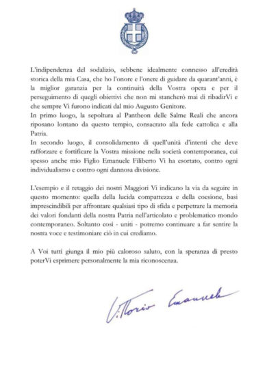 Guardie Reali Savoia: Vittorio Emanuele scrive e disinnesca la bomba Principe