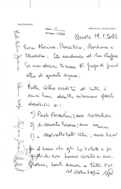 Luigi, Galliani e Confalonieri esclusi dal testamento di Berlusconi