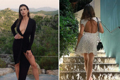 Elisabetta Canalis, la scollatura è profonda. Show in piscina: coi guantoni e in perizoma