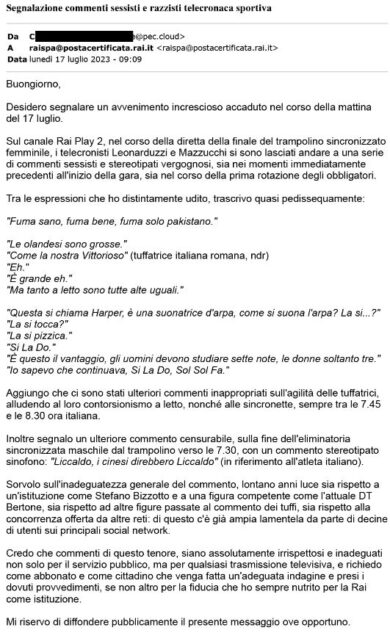 Rai, “commenti razzisti e sessisti ai mondiali di nuoto”: bufera su 2 cronisti