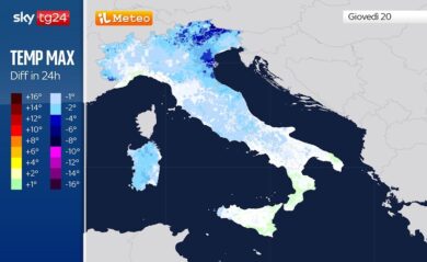 Meteo, calo delle temperature. Ecco dove e di quanto. La mappa