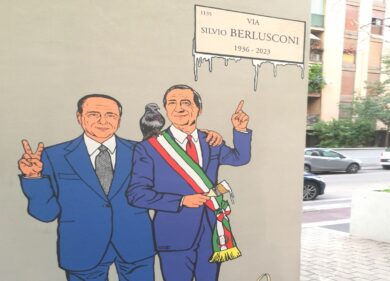 “L’Unità”, Berlusconi con Beppe Sala: il nuovo murale di Palombo