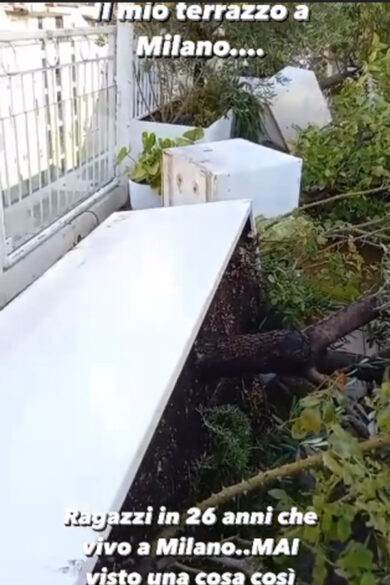 Il maltempo colpisce anche Michelle Hunziker, terrazzo devastato. VIDEO
