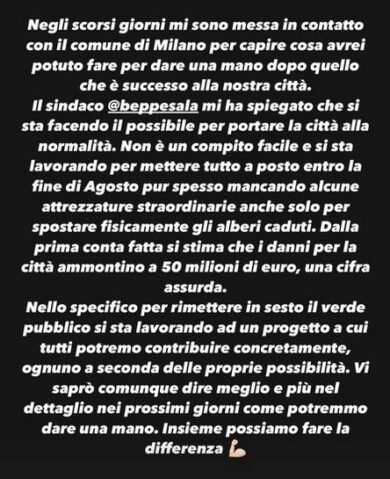 Nubifragio a Milano, Chiara Ferragni pronta ad aiutare la città