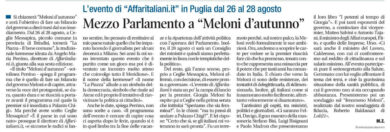 La Piazza fa notizia su Libero. “Mezzo parlamento a Meloni d’autunno”